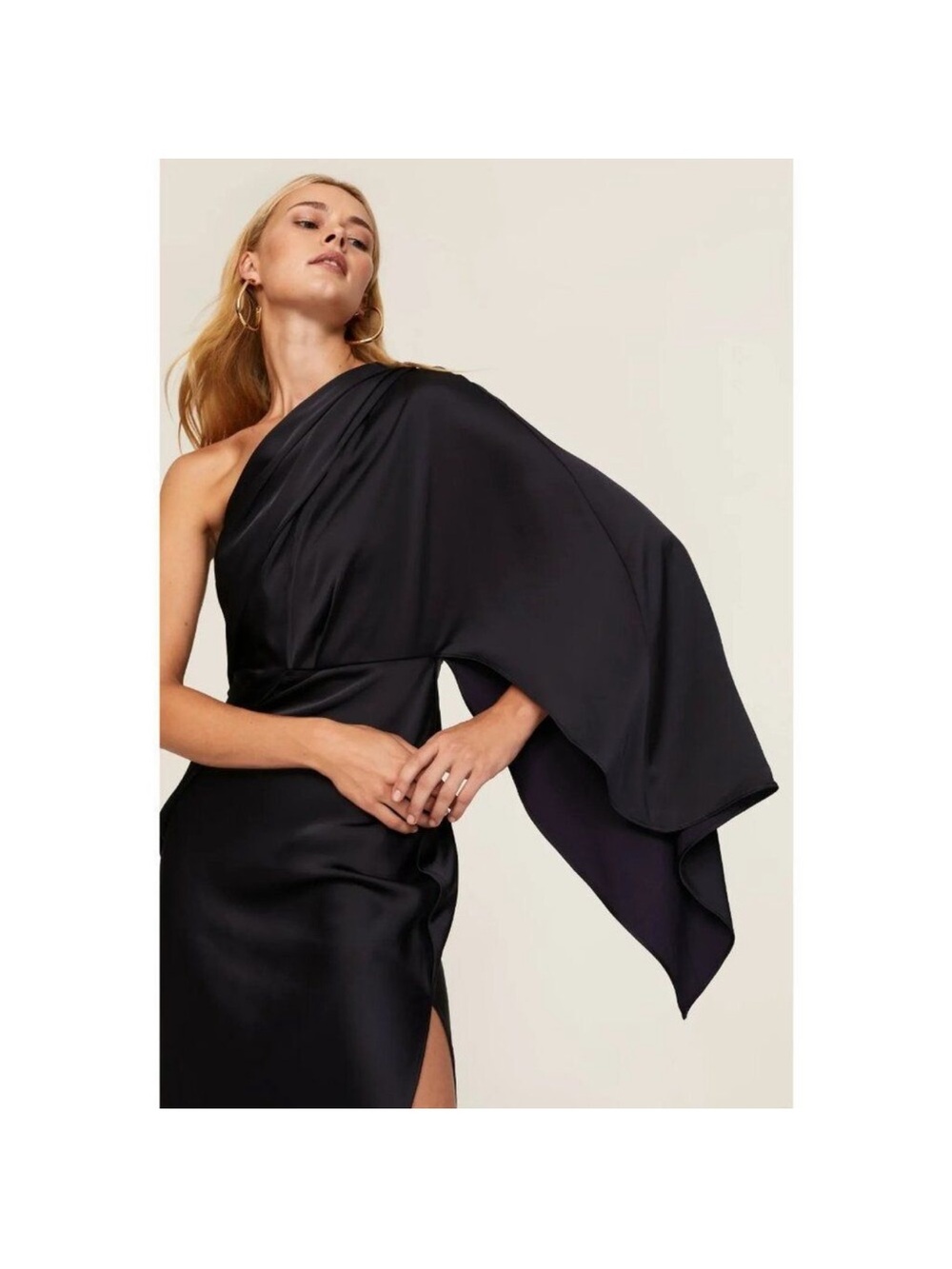 Significant Other Kelsie Dress One Shoulder Draped Midnight Navy women’s size 6 - Picture 4 of 8